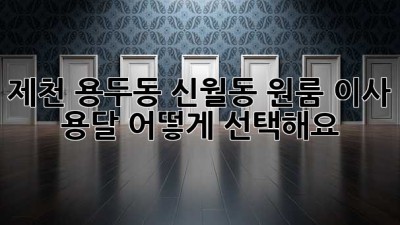 제천 용두동 신월동 원룸 이사 용달, 어떻게 선택해요?